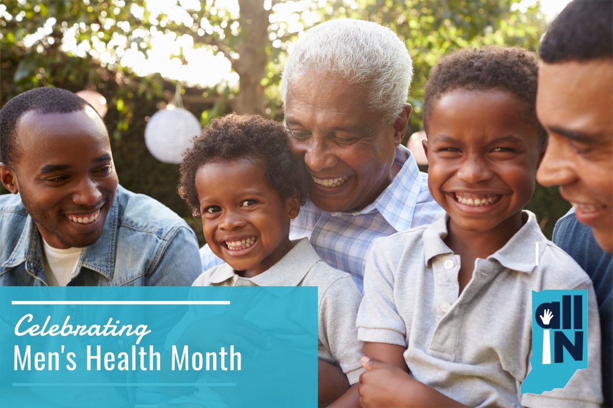 Family of black men smiling